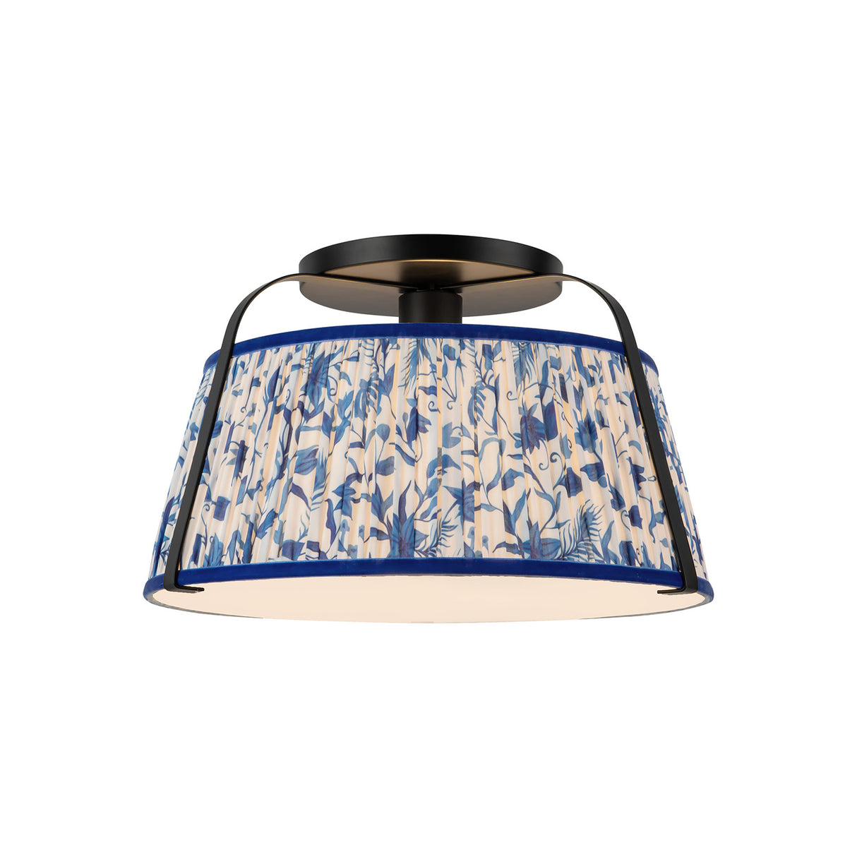 Daina Semi-Flush 13", Matte Black and Blue Floral