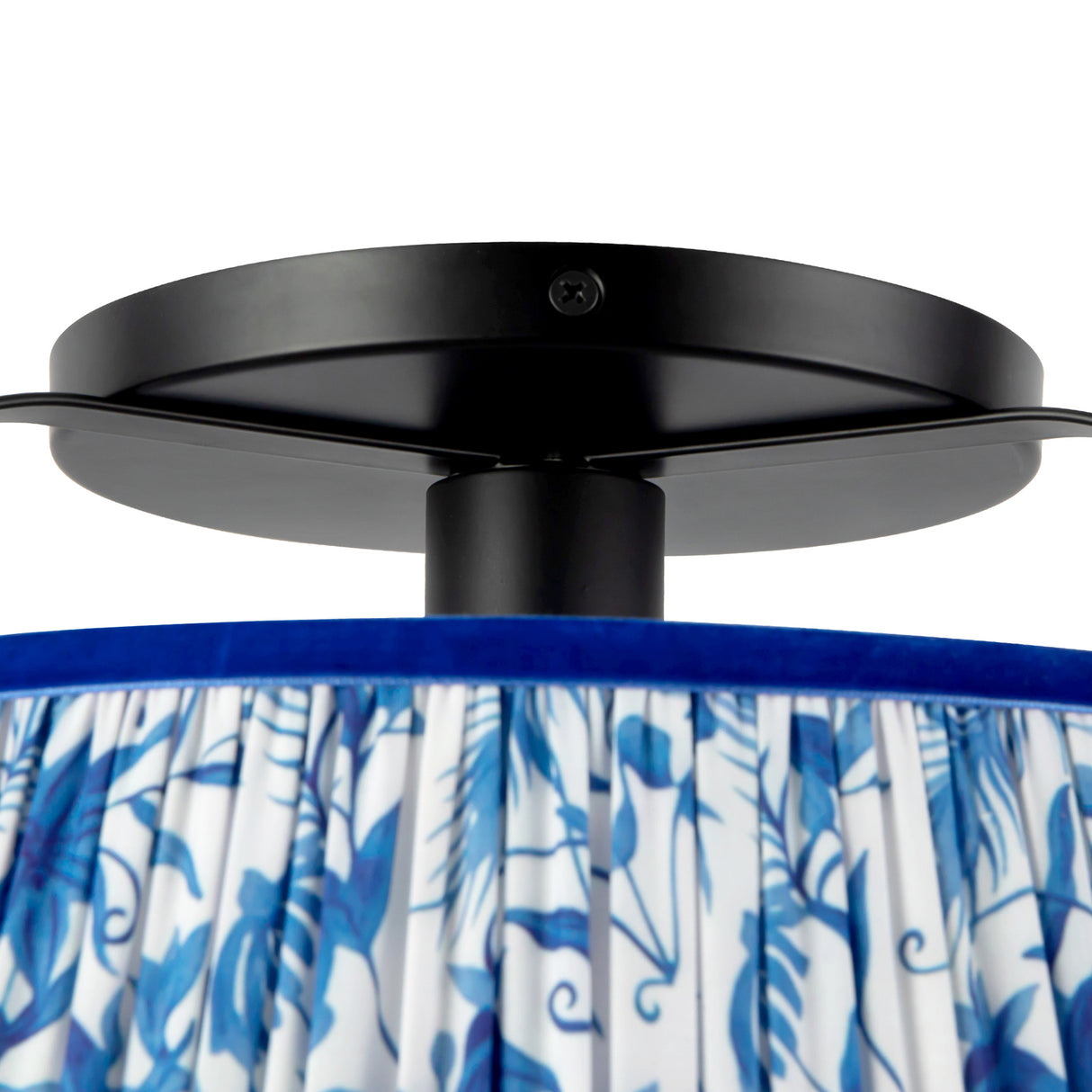 Daina Semi-Flush 13", Matte Black and Blue Floral