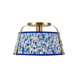Daina Semi-Flush 13", Brushed Brass and Blue Floral