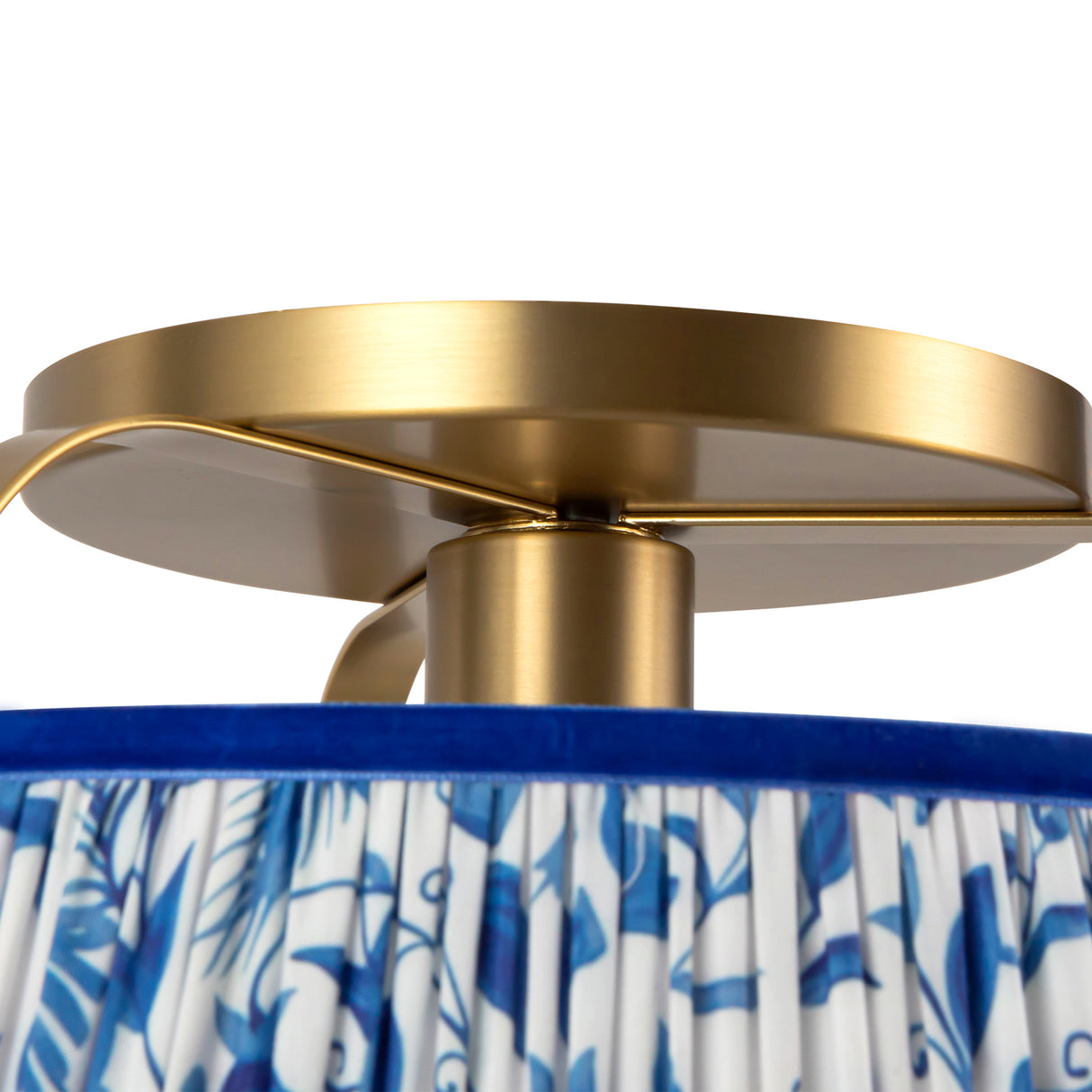 Daina Semi-Flush 13", Brushed Brass and Blue Floral