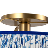 Daina Semi-Flush 13", Brushed Brass and Blue Floral