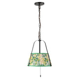 Daina Pendant 13", Matte Black and Green Floral