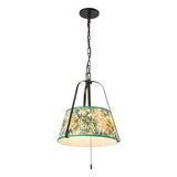 Daina Pendant 13", Matte Black and Green Floral