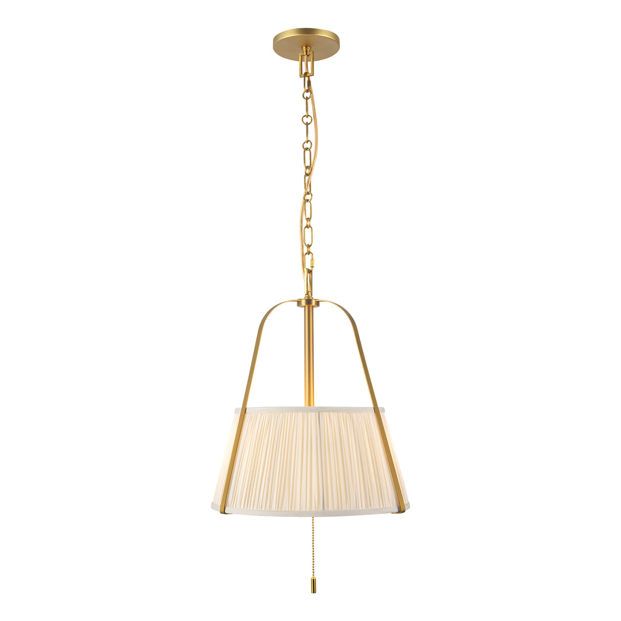 Daina Pendant 13", Brushed Brass and White