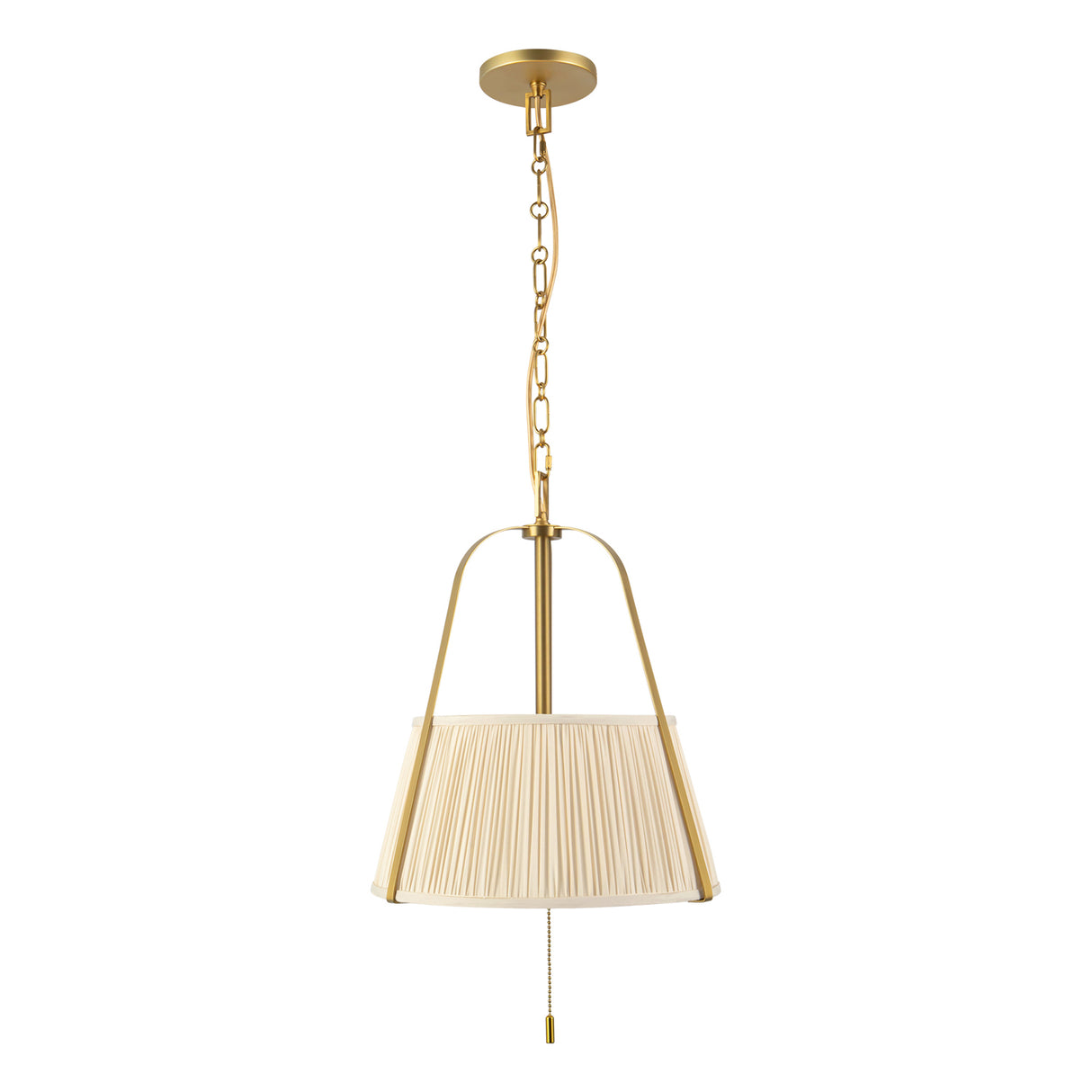 Daina Pendant 13", Brushed Brass and White