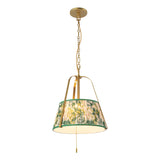 Daina Pendant 13", Brushed Brass and Green Floral