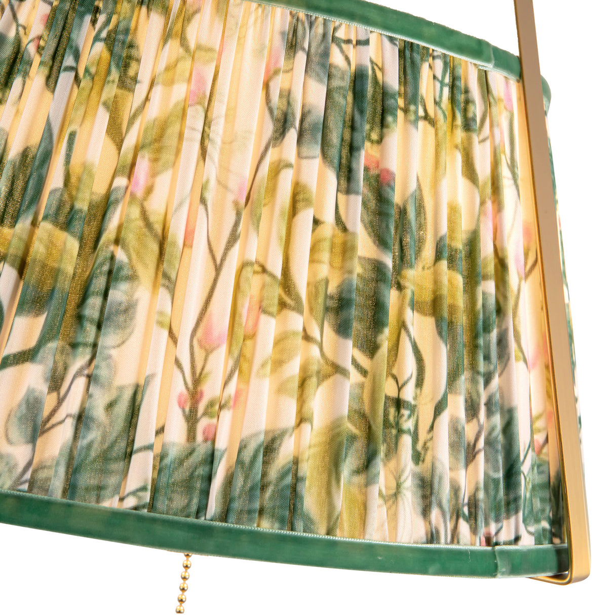 Daina Pendant 13", Brushed Brass and Green Floral