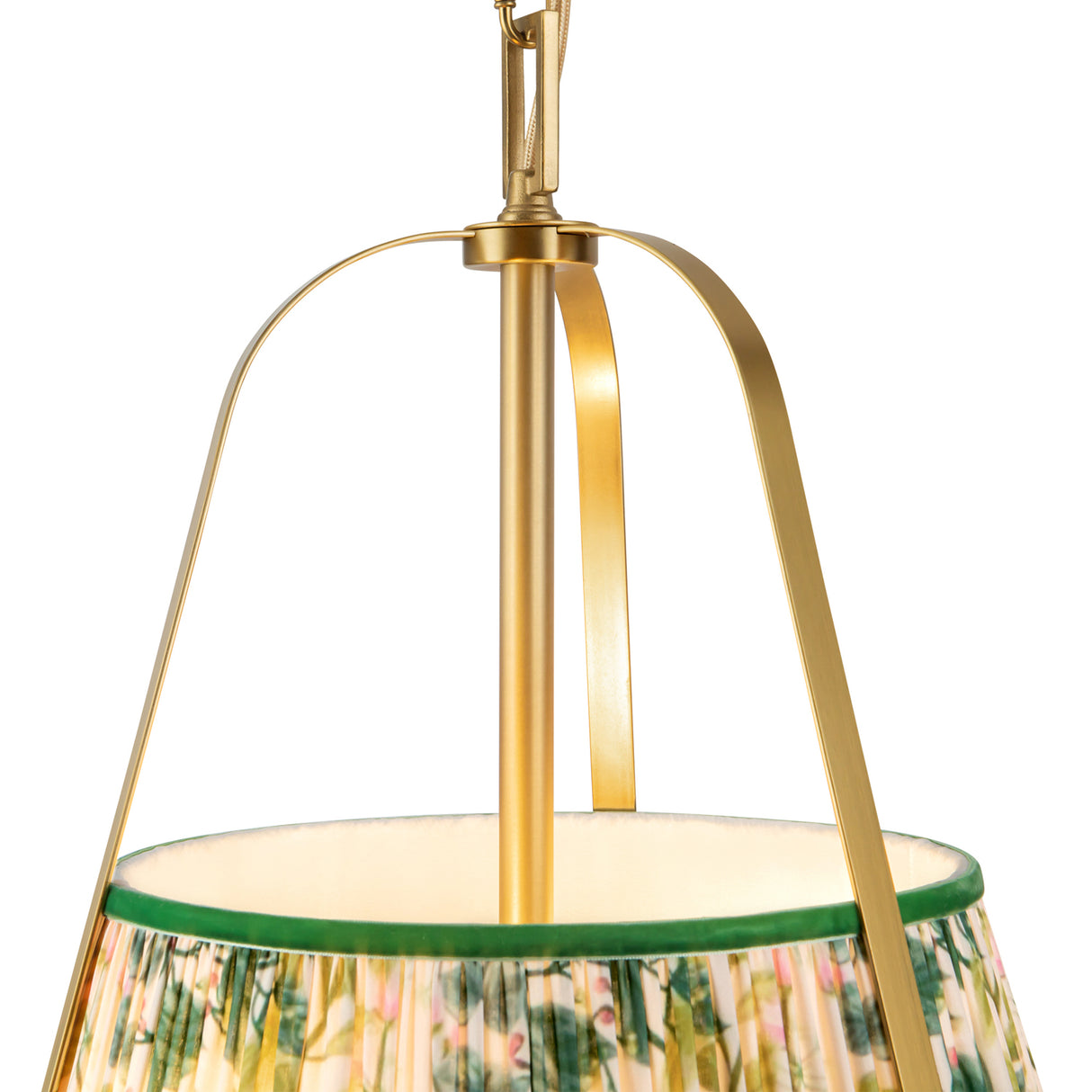 Daina Pendant 13", Brushed Brass and Green Floral