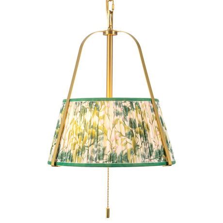 Daina Pendant 13", Brushed Brass and Green Floral