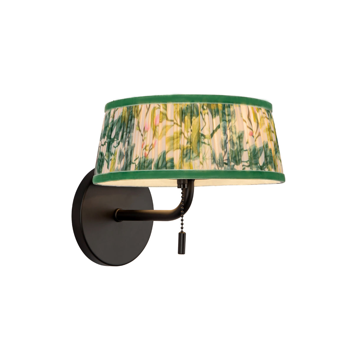 Daina Wall Sconce 7", Matte Black and Green Floral