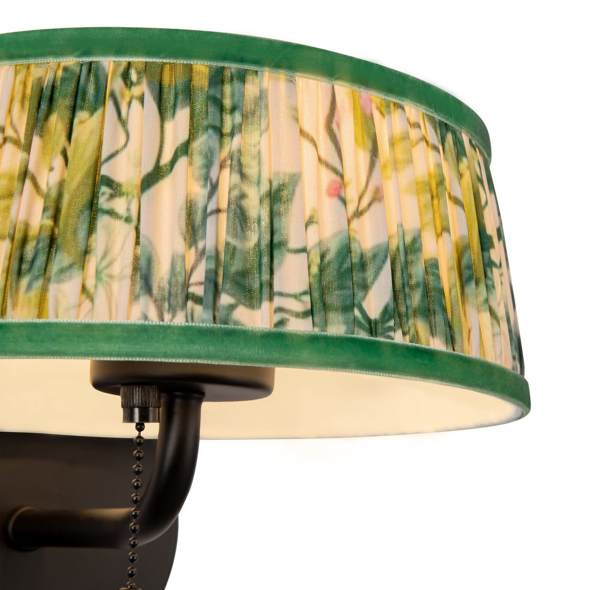 Daina Wall Sconce 7", Matte Black and Green Floral