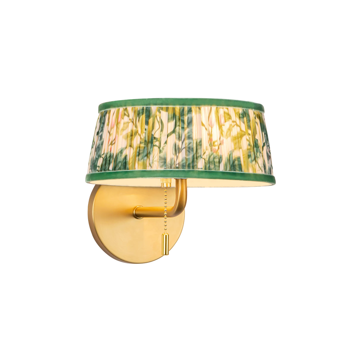 Daina Wall Sconce 7", Brushed Brass and Green Floral