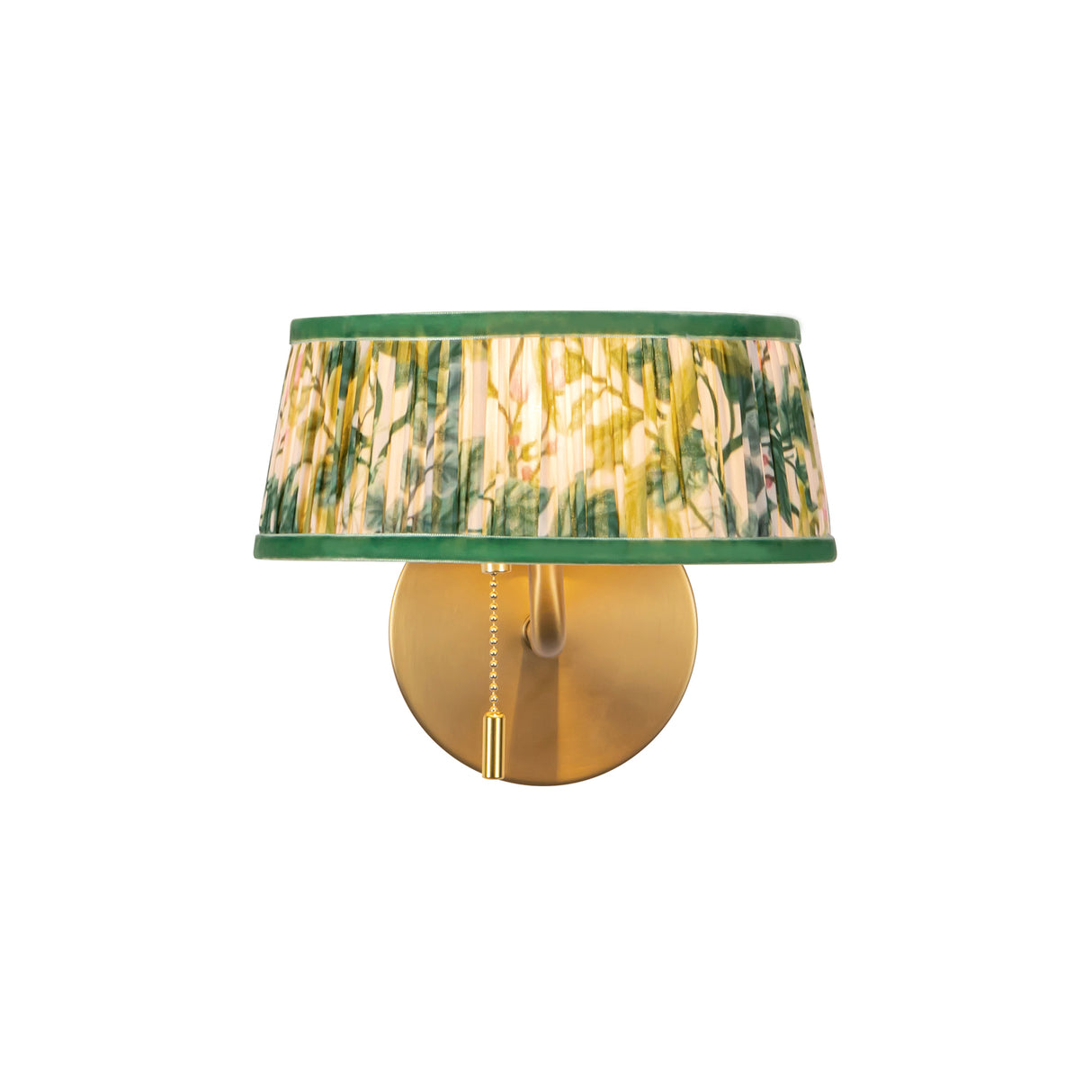Daina Wall Sconce 7", Brushed Brass and Green Floral