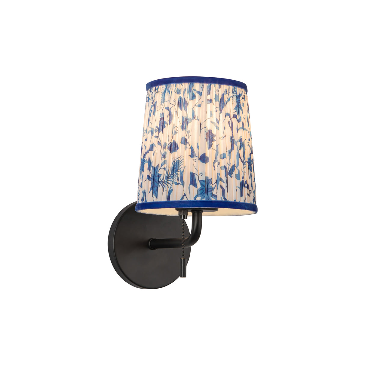 Daina Wall Sconce 10", Matte Black and Blue Floral