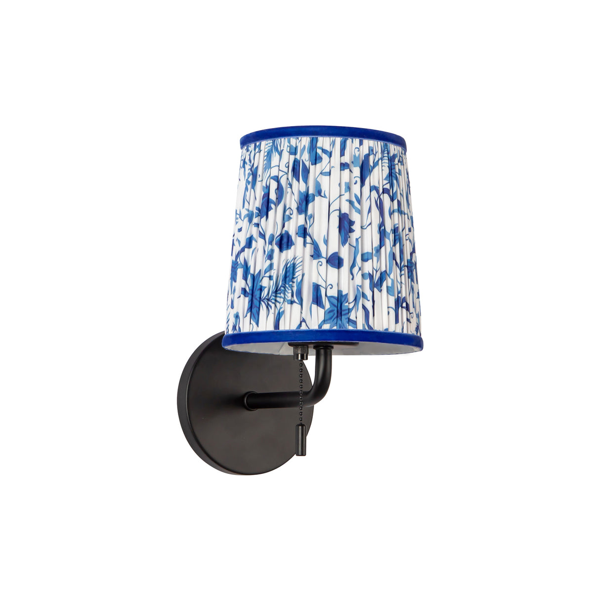 Daina Wall Sconce 10", Matte Black and Blue Floral