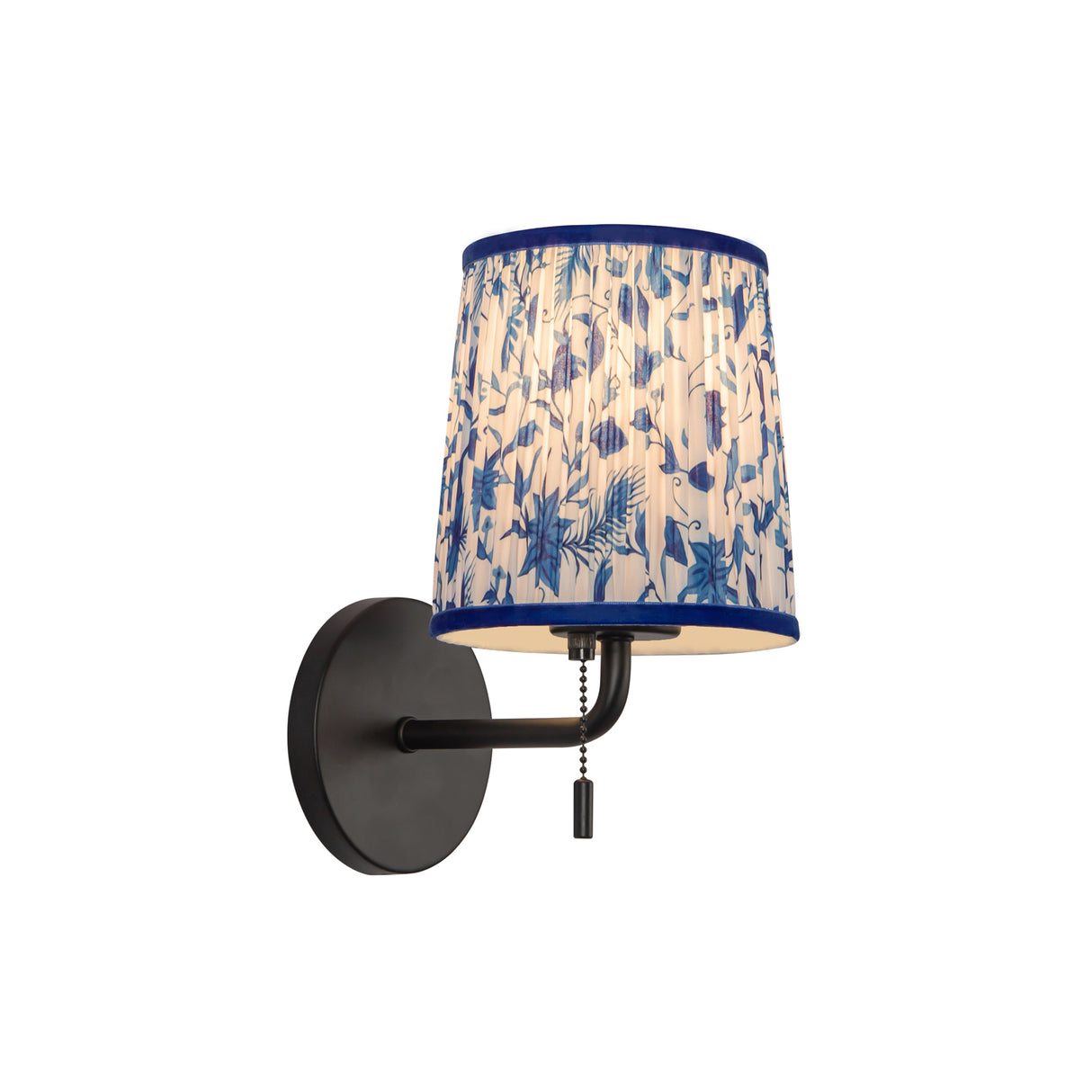 Daina Wall Sconce 10", Matte Black and Blue Floral