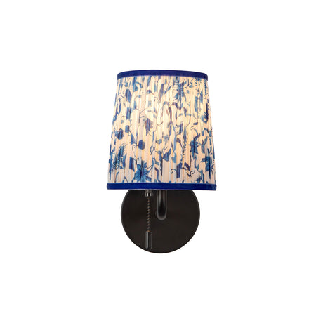 Daina Wall Sconce 10", Matte Black and Blue Floral