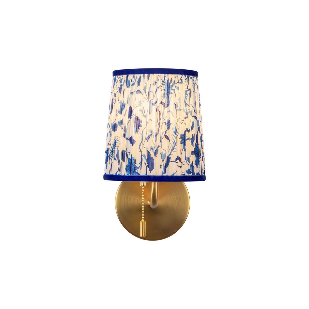 Daina Wall Sconce 10", Brushed Brass and Blue Floral