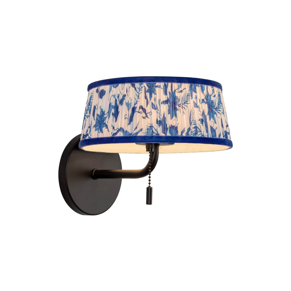 Daina Wall Sconce 7", Matte Black and Blue Floral