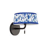 Daina Wall Sconce 7", Matte Black and Blue Floral