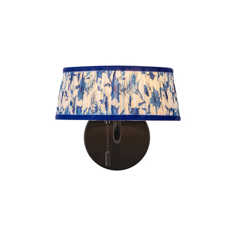 Daina Wall Sconce 7", Matte Black and Blue Floral