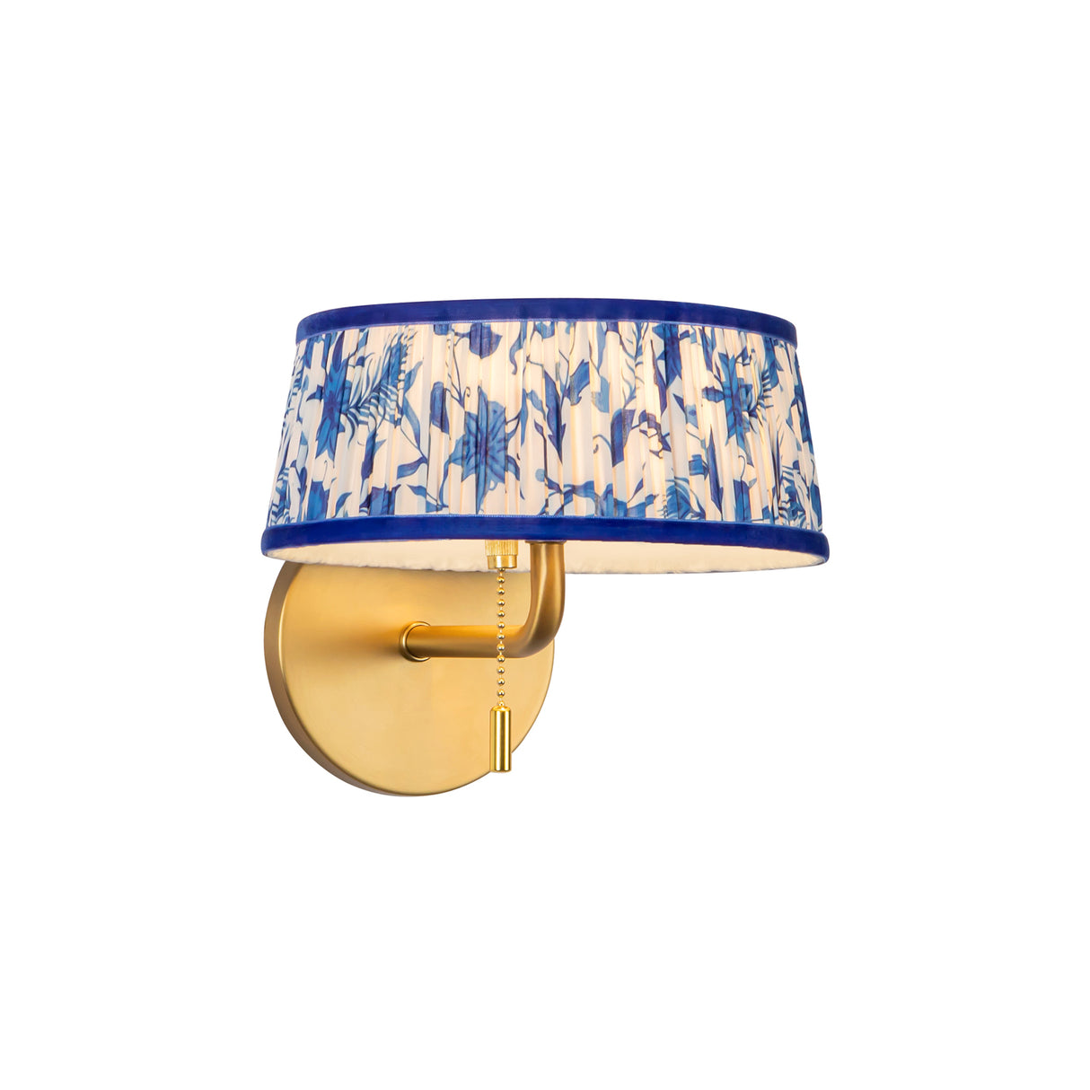Daina Wall Sconce 7", Brushed Brass and Blue Floral