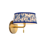 Daina Wall Sconce 7", Brushed Brass and Blue Floral