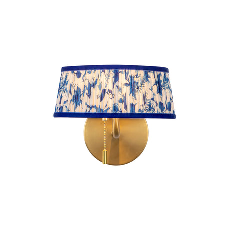 Daina Wall Sconce 7", Brushed Brass and Blue Floral