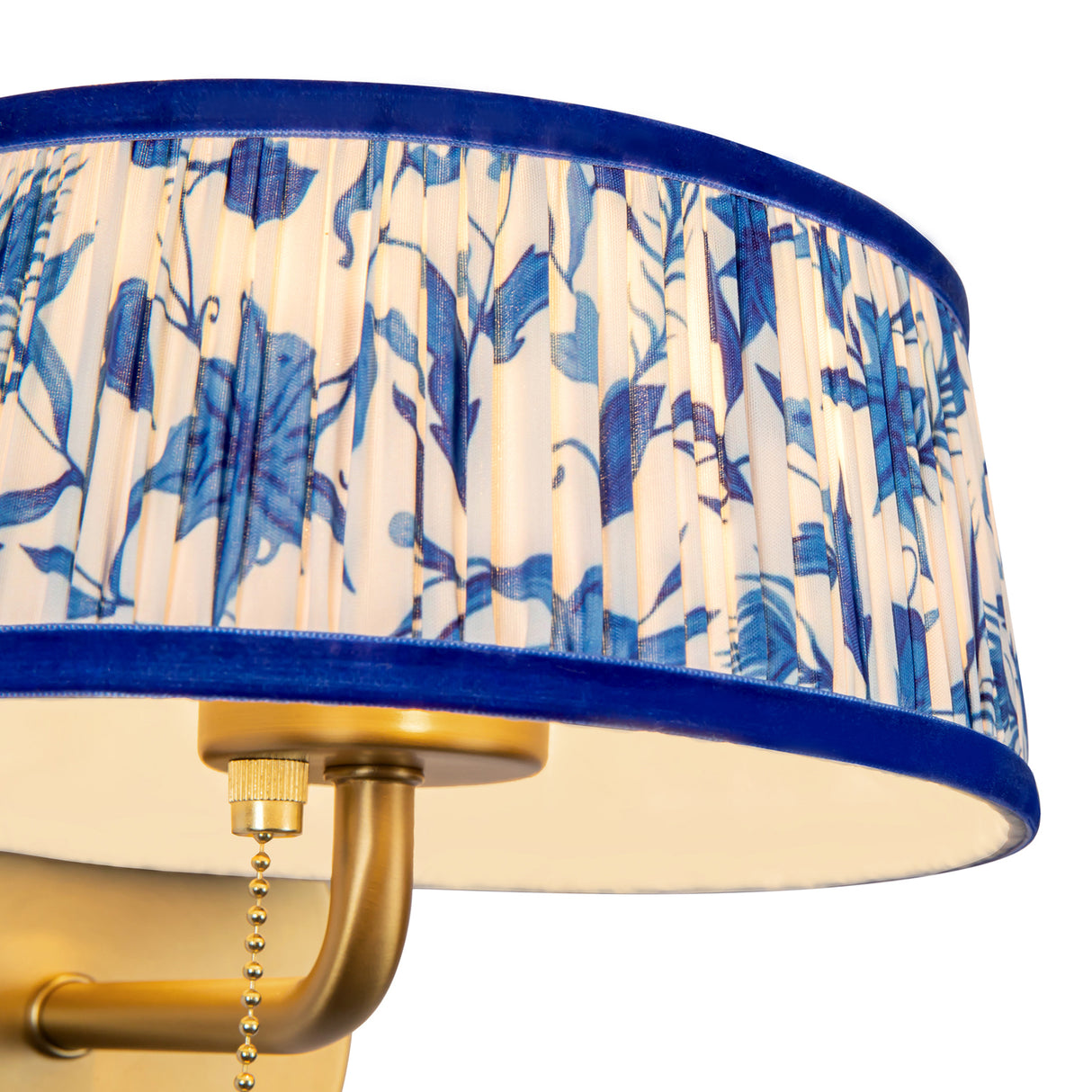 Daina Wall Sconce 7", Brushed Brass and Blue Floral
