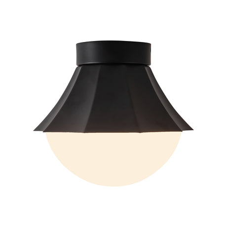Brex Semi-Flush 12", Matte Black and Opal Glass