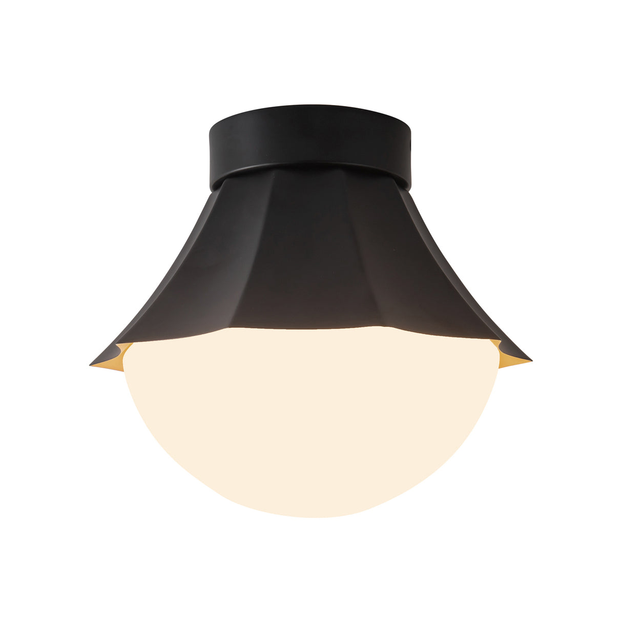 Brex Semi-Flush 12", Matte Black and Opal Glass