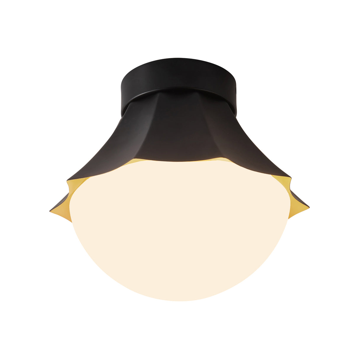 Brex Semi-Flush 12", Matte Black and Opal Glass