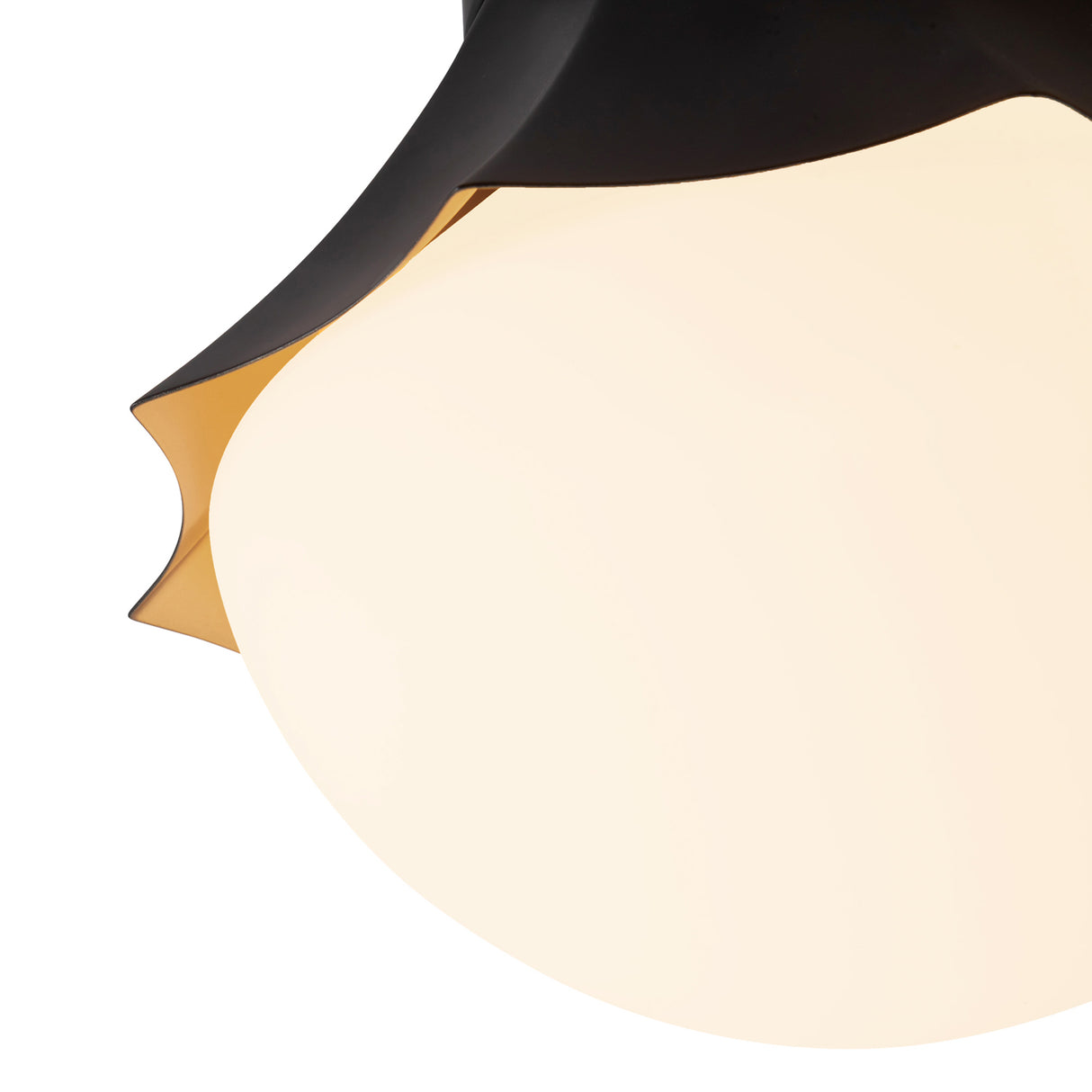 Brex Semi-Flush 12", Matte Black and Opal Glass
