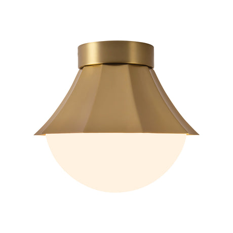 Brex Semi-Flush 12", Brushed Brass and Opal Glass