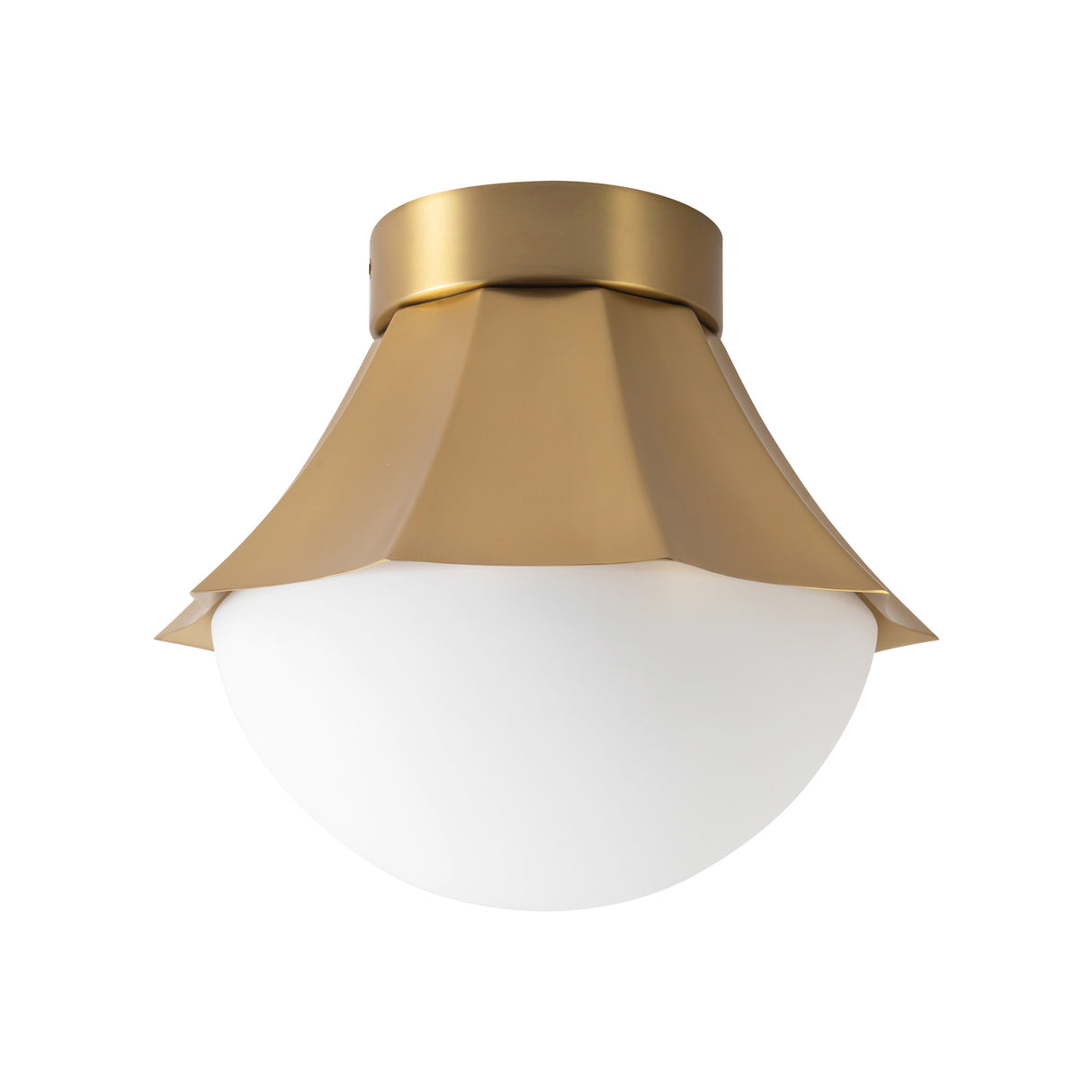 Brex Semi-Flush 12", Brushed Brass and Opal Glass