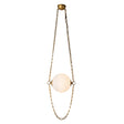 Cariselle LED Pendant 14", Vintage Brass and Cloud Glass, front view of cloud glass globe in a vintage brass chain loop
