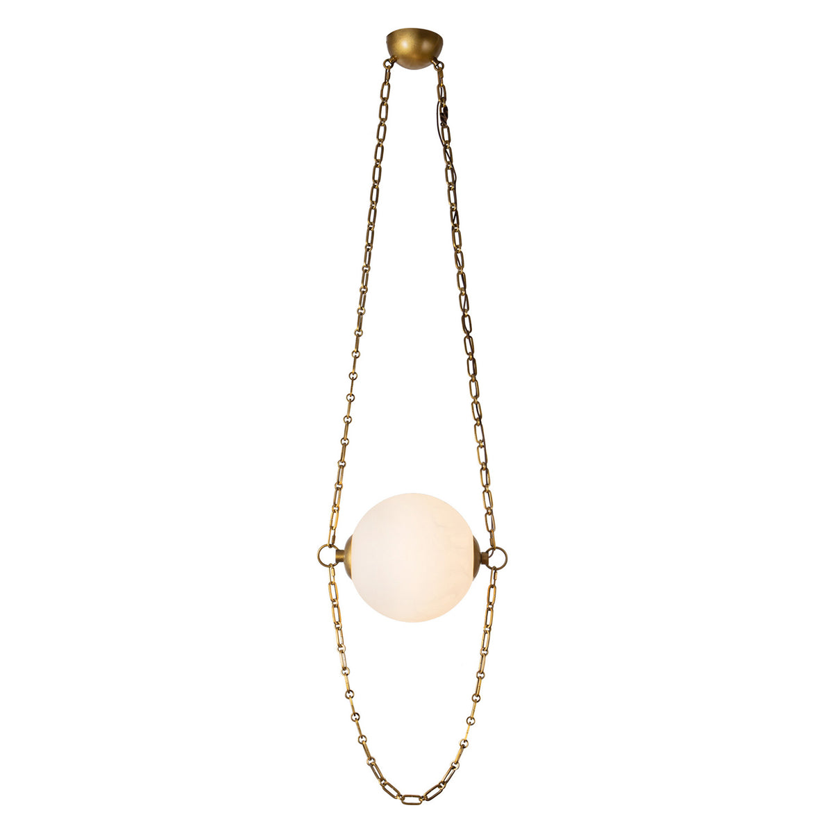 Cariselle LED Pendant 14", Vintage Brass and Cloud Glass