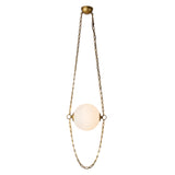 Cariselle LED Pendant 14", Vintage Brass and Cloud Glass