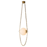 Cariselle LED Pendant 14", Vintage Brass and Cloud Glass