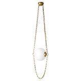 Cariselle LED Pendant 14", Vintage Brass and Cloud Glass