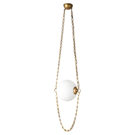 Cariselle LED Pendant 14", Vintage Brass and Cloud Glass
