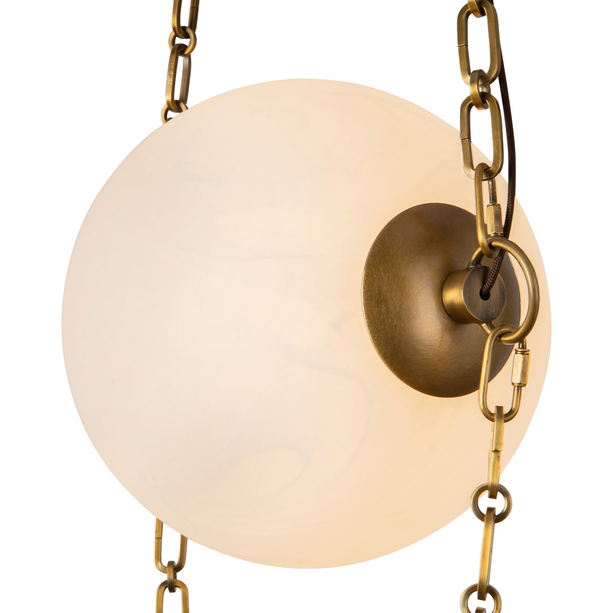 Cariselle LED Pendant 14", Vintage Brass and Cloud Glass