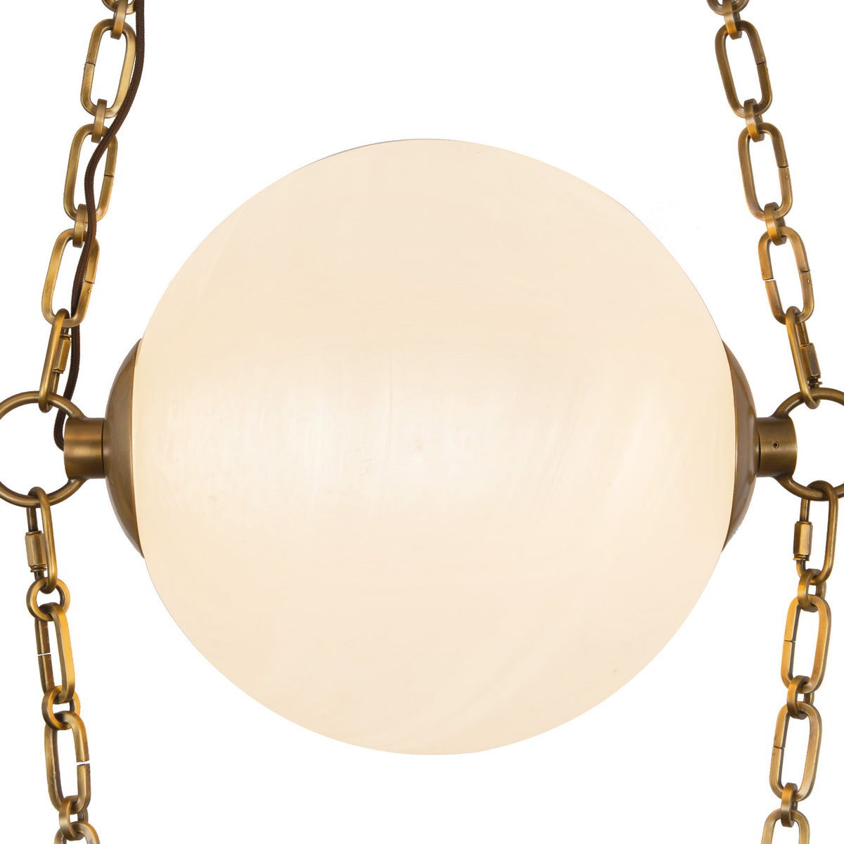 Cariselle LED 3 Light Swag Chandelier, Vintage Brass and Cloud Glass
