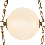 Cariselle LED 3 Light Swag Chandelier, Vintage Brass and Cloud Glass