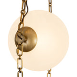 Cariselle LED 3 Light Swag Chandelier, Vintage Brass and Cloud Glass