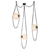 Cariselle LED 3 Light Swag Chandelier, Urban Bronze and Cloud Glass
