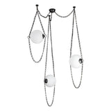 Cariselle LED 3 Light Swag Chandelier, Urban Bronze and Cloud Glass