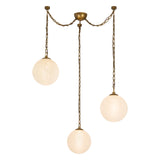 Cariselle LED 3 Light Swag Pendant, Vintage Brass and Cloud Glass