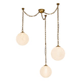 Cariselle LED 3 Light Swag Pendant, Vintage Brass and Cloud Glass