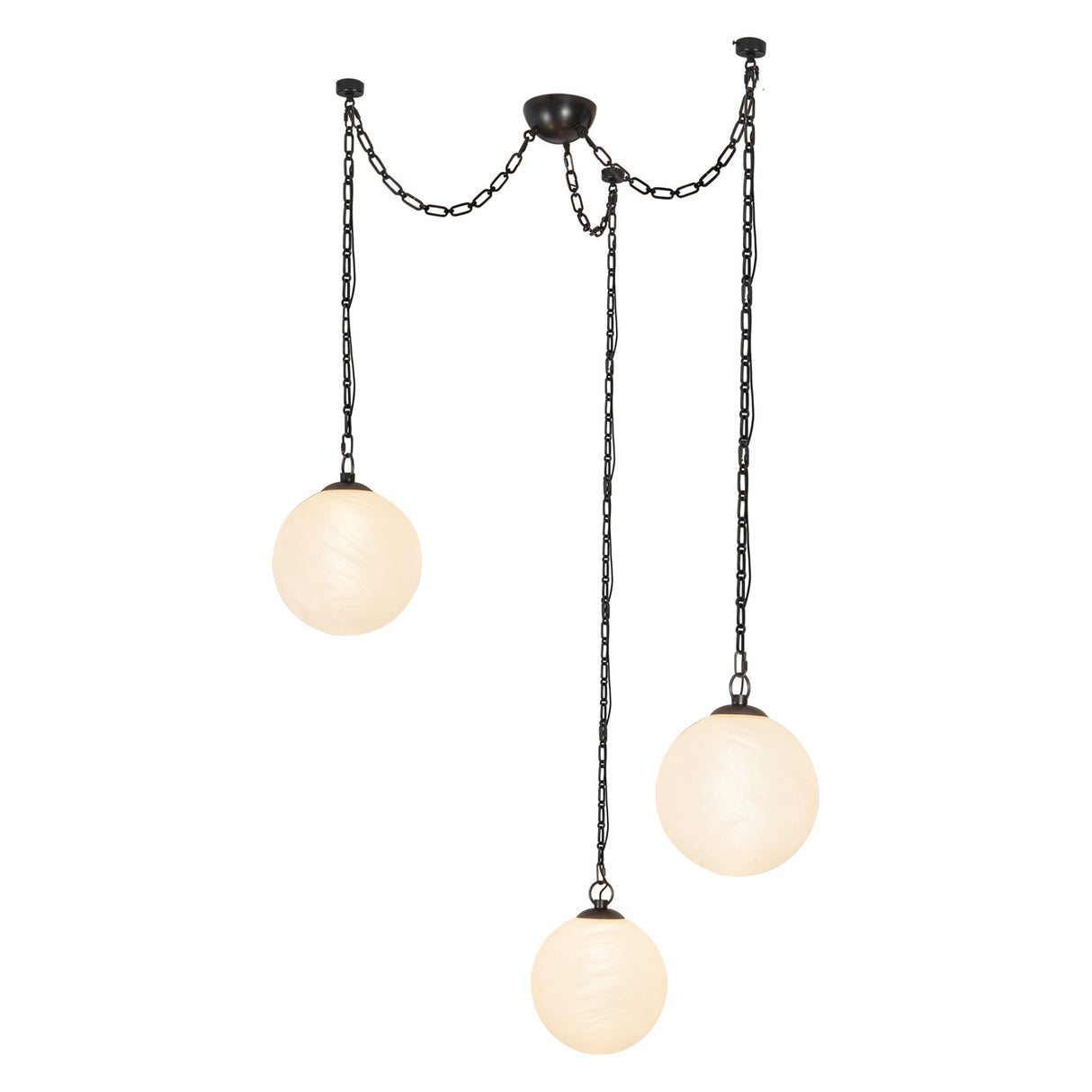 Cariselle LED 3 Light Swag Pendant, Urban Bronze and Cloud Glass